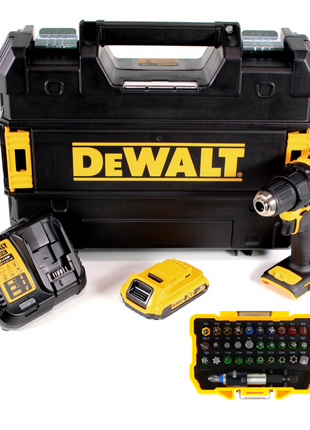 DeWalt DCD 708 D1T Akku Bohrschrauber 18V 65Nm Brushless + 1x Akku 2,0Ah + Ladegerät + Bit-Set 32-tlg. + TSTAK - Toolbrothers