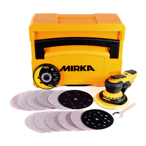 Mirka DEROS-Kit Abranet 5650CV Exzenterschleifer 350W 125mm/150mm 5,0 Hub Brushless + 150 Stk. Schleifscheiben Grip versch. Körnungen + systainer ( KIT1904WOMDE ) - Toolbrothers