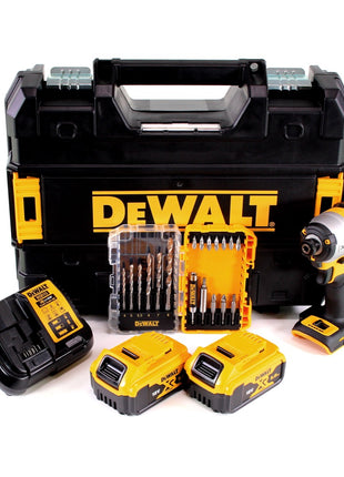 DeWalt DCF 887 P2T Akku Schlagschrauber 18 V 205 Nm Brushless + 2x Akku 5,0 Ah + Ladegerät + 19 tlg. Bit Bohrer Set + TSTAK