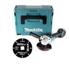 Amoladora angular a batería Makita DGA 511 ZJ 18 V 125 mm sin escobillas + disco de corte + Makpac - sin batería, sin cargador