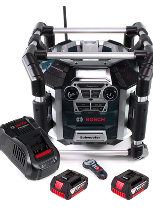 Bosch GML 50 chargeur radio de batterie radio de chantier 18V 50W IP54 + 2x batteries 5,0Ah + chargeur