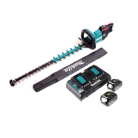 Cortasetos a batería Makita DUH 751 PTE 18V 75 cm sin escobillas + 2x batería 5.0Ah + doble cargador