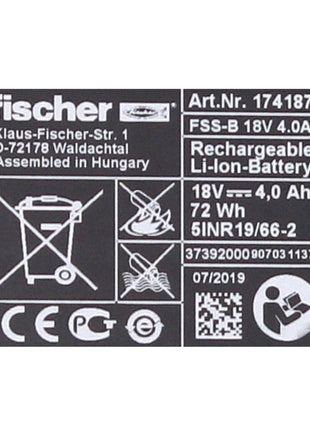 Fischer Akku Starter Set 18V mit 2x FSS-B Li-Ion Akku 4,0 Ah ( 552930 ) + 1x FSS-BC 12-36V Ladegerät AIR COOLED ( 552931 ) CAS Partner - Toolbrothers