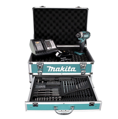 Makita DTD 152 STX4 clé à chocs sans fil 18V 165Nm 1/4" + 1x batterie 5,0Ah + chargeur + jeu de 70 forets + mallette