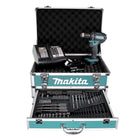 Taladro atornillador inalámbrico Makita DDF 482 SGX4 18 V 62 Nm + 1x batería 6,0 Ah + cargador + 70 piezas. Juego de brocas + estuche