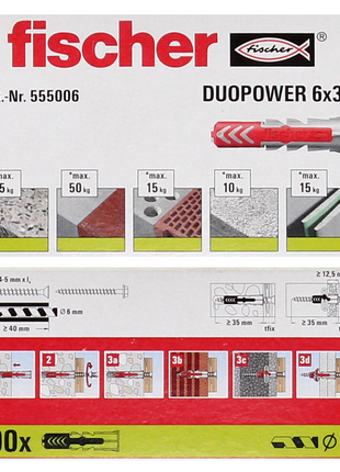 Fischer Chevilles à expansion DUOPOWER 6x30mm, 100 pcs. ( 555006 )