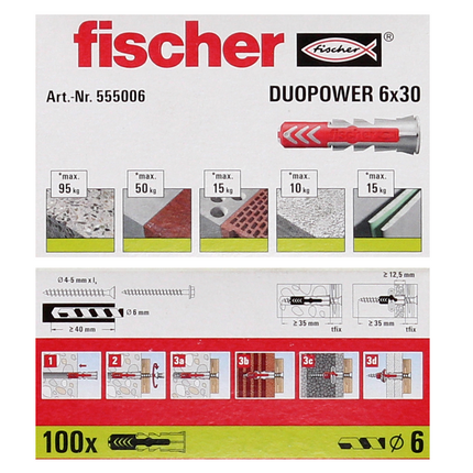 Fischer Tasselli DUOPOWER 6x30mm - 100 pz. ( 555006 )