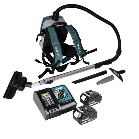 Makita DVC 261 RTX15 Aspirateur dorsal sans fil 36V (2x 18V) 2L brushless + 2x Batteries 5.0Ah + Chargeur