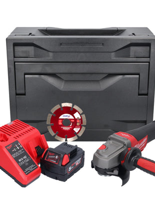 Milwaukee M18 CAG115XPDB-501M Akku Winkelschleifer 18 V 115 mm Brushless + 1x Akku 5,0 Ah + Ladegerät + Trennscheibe + M-Box