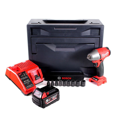 Milwaukee M18 FIWF 38-501M Akku Schlagschrauber 18V 284 Nm 3/8" Brushless + 1x Akku 5,0Ah + Ladegerät + 9tlg. Steckschlüssel Set+ M-Box