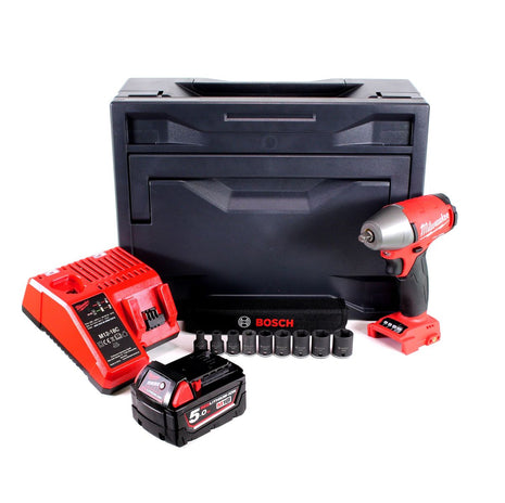 Milwaukee M18 FIWF 38-501M Akku Schlagschrauber 18V 284 Nm 3/8" Brushless + 1x Akku 5,0Ah + Ladegerät + 9tlg. Steckschlüssel Set+ M-Box