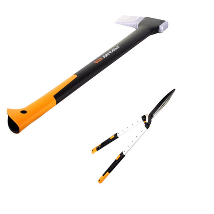 Fiskars X21 Axt Spaltaxt - L 3D 71cm 1,6kg ( 1015642 ) + Fiskars Teleskop Heckenschere HS86 ( 1013565 ) SmartFit für Hecken und Büsche 68 cm auf 93 cm