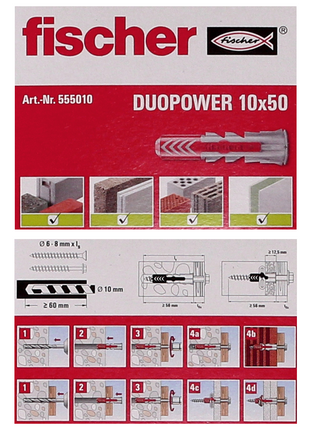 Fischer Spreizdübel DUOPOWER 10x50mm 100 Stk. ( 2x 555010 )