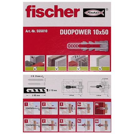 Fischer Spreizdübel DUOPOWER 10x50mm 100 Stk. ( 2x 555010 )
