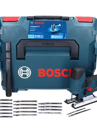 Bosch GST 12V-70 Sierra de calar inalámbrica profesional 12 V + 17 hojas de sierra de calar + L-Boxx - sin batería, sin cargador