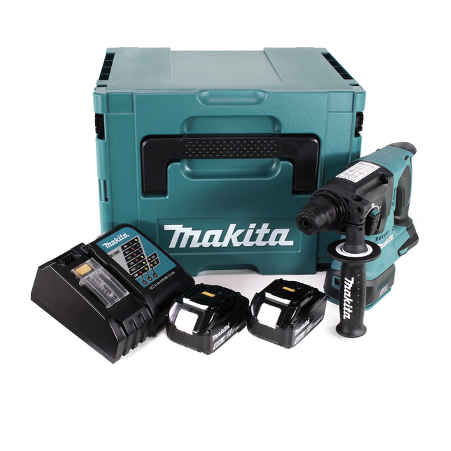 Trapano a percussione a batteria Makita DHR 242 RMJ 18V 2.0J SDS-plus Brushless + 2x batteria 4.0Ah + caricabatterie + Makpac