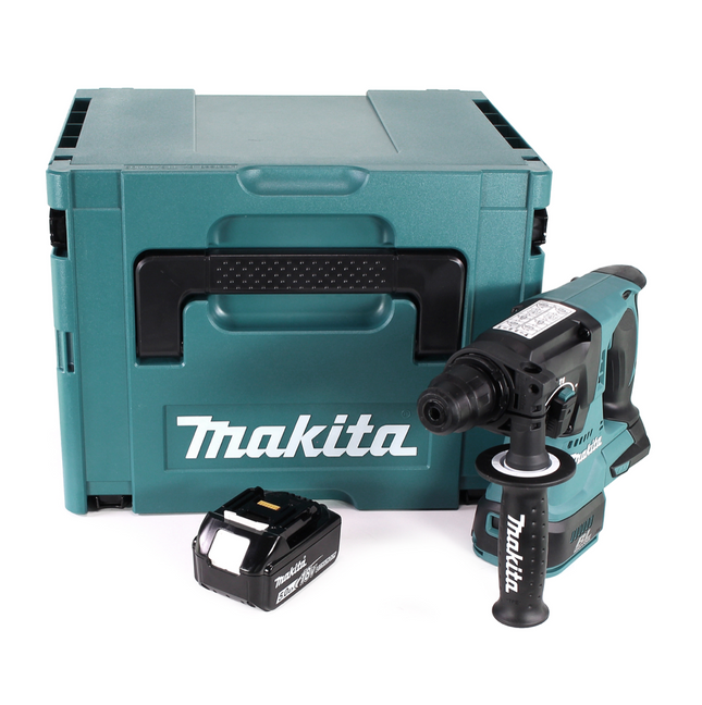 Trapano a percussione a batteria Makita DHR 242 T1J 18V 2.0J SDS-plus Brushless + 1x batteria ricaricabile 5.0Ah + Makpac - senza caricabatterie