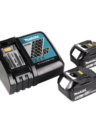 Taladro percutor a batería Makita DHR 242 RTJ 18V 2.0J SDS-plus sin escobillas + 2x batería 5.0Ah + cargador + Makpac