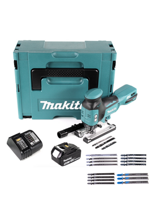 Makita DJV 181 ST1J Akku Pendelhubstichsäge 18V Brushless + 1x Akku 5,0Ah + Bosch 15tlg. Stichsägeblatt Set + Makpac + Ladegerät