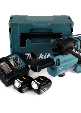 Makita DHR 182 RWTJ Akku Bohrhammer 18V 1,7J SDS-plus Brushless + 2x Akku 5,0Ah + Ladegerät + Staubabsaugung + Makpac