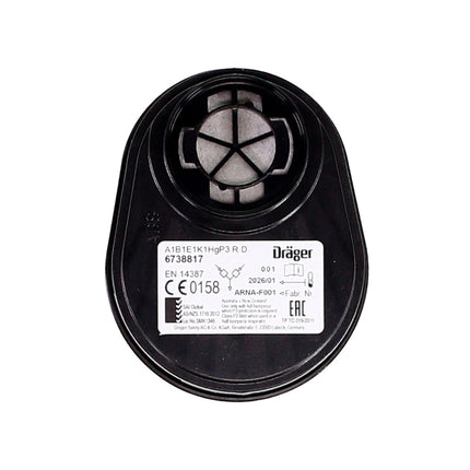 Dräger Set X-plore Kombinationsfilter Bajonett 8 Stück ( 4x 6738817 ) für X-plore 3300 / 3500 / 5500  ( A1B1E1K1 Hg P3 R D )