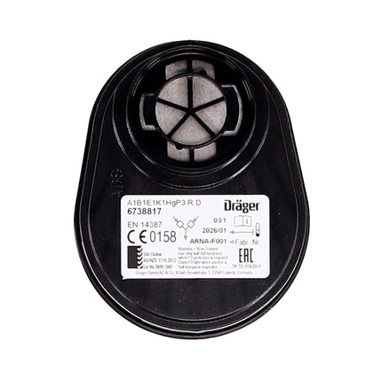 Dräger X-plore 3300 S Atemschutz Maske Halbmaske für Bajonettfilter Größe S + X-plore Kombinationsfilter Bajonett ( 6738817 ) A1B1E1K1 Hg P3 R D