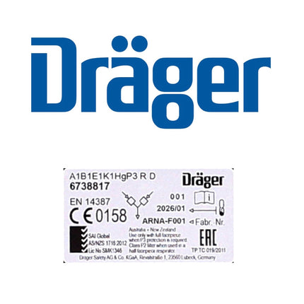 Dräger X-plore 3300 L Atemschutz Maske Halbmaske für Bajonettfilter Größe L + X-plore Kombinationsfilter Bajonett ( 6738817 ) A1B1E1K1 Hg P3 R D