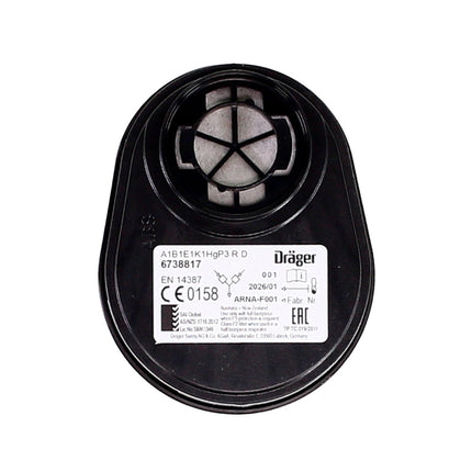 Dräger X-plore 3300 L Atemschutz Maske Halbmaske für Bajonettfilter Größe L + X-plore Kombinationsfilter Bajonett ( 6738817 ) A1B1E1K1 Hg P3 R D