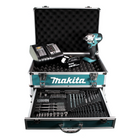 Makita DTD 156 SF1X4 Akku Schlagschrauber 18V 155Nm + 1x Akku 3,0Ah + Ladegerät + 70 tlg. Bit Bohrer Set + Alu Werkzeug Schubladen Koffer X4 mit Universaleinlage