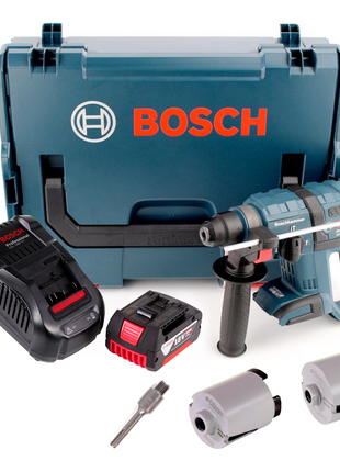 Bosch GBH 18 V-EC Akku Bohrhammer 18V 1,7J SDS-plus Brushless + 1x Akku 5,0Ah + Ladegerät + Zubehör Steckdosenbohrkronen + L-Boxx