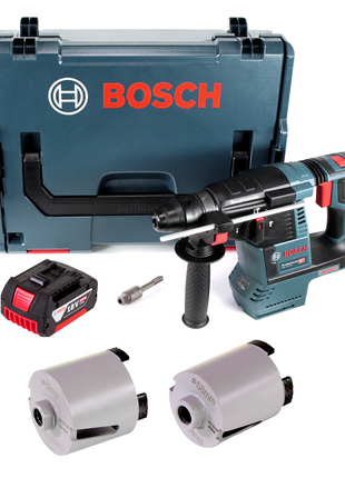 Taladro percutor inalámbrico Bosch GBH 18V-26 18V 2.6J SDS-plus sin escobillas + 1x batería 5.0Ah + accesorios coronas de vaso + L-Boxx - sin cargador