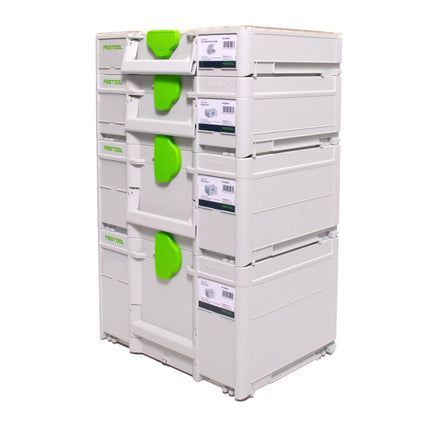 Festool Systainer Set SYS3 M 237 ( 204843 ) + SYS3 M 187 ( 204842 ) + SYS3 M 137 ( 204841 ) + SYS3 ORG M 89 Organizer ( 204853 ) koppelbar