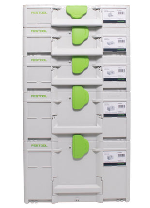 Festool Set de coffrets Systainer : Coffret SYS3 M 237 + Coffret SYS3 M 112 + Coffret SYS3 M 137 + Coffret SYS3 M 187 + Coffret Organizer SYS3 ORG M 89 (204853) (204843) (204840) (204842) (204841)