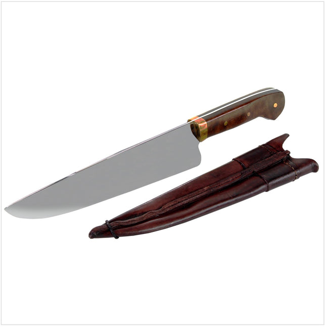 Serra Grande "Picanheira" Coltello da cucina tradizionale brasiliano forgiato a mano, lama da 25,4cm + Fodero in vera pelle