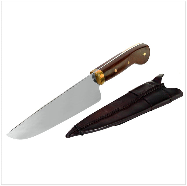 Serra Grande "Picanheira" Coltello da cucina tradizionale brasiliano forgiato a mano, lama da 20,3 cm + Fodero in vera pelle