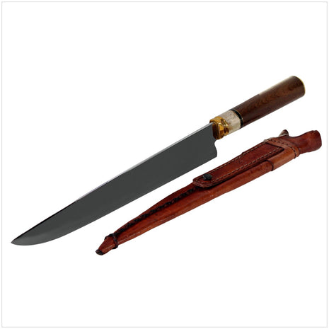 Serra Grande "Cabo Redondo" cuchillo de cocina tradicional brasileño cuchillo de chef forjado a mano hoja de 10" con mango redondo + funda de cuchillo de cuero genuino