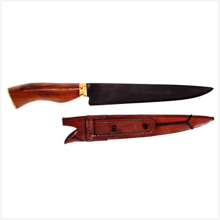 Serra Grande "Faca Carbono" Coltello da cucina tradizionale brasiliano forgiato a mano CARBON, lama da 20,3 cm + Fodero in vera pelle