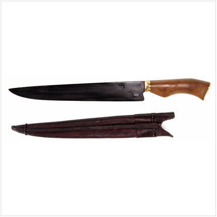 Serra Grande "Faca Carbono" Coltello da cucina tradizionale brasiliano forgiato a mano CARBON, lama da 25,4 cm + Fodero in vera pelle