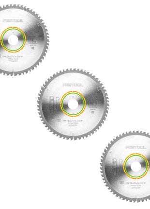 Festool 3x hoja de sierra circular de dientes finos HW 216 x 2,3 x 30 mm W60 216 mm 60 dientes (3x 500125)