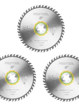 Festool 3x Feinzahn Kreissägeblatt HW 190 x 2,4 mm xFF W48 190 mm 48 Zähne FastFix ( 3x 492050 ) - Toolbrothers