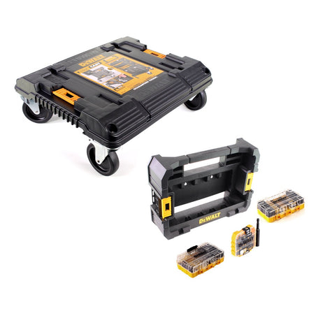 DeWalt DWST1-71229 Carro apilable con tabla rodante TSTAK + caja DT 70716 TSTAK CADDY + juego de brocas y taladros para piedra FlexTorq 75 piezas