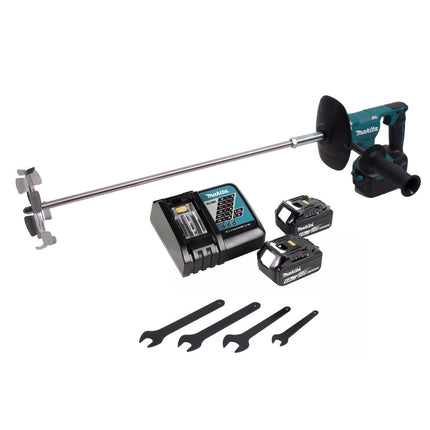 Makita DUT 130 RG miscelatore a batteria 18V M14 Brushless + 2x batteria ricaricabile 6.0Ah + caricabatterie