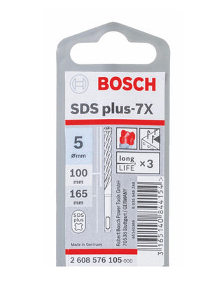 Bosch Hammerbohrer SDS-plus 7X Bohrer 5x100x165mm Carbide ( 2608576105 ) PGM zertifiziert