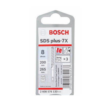 Bosch 7X SDS-plus Punta per foratura 8x200x265mm, in carburo ( 2608576133 ) - certificato PGM