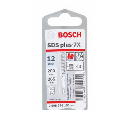 Bosch Punta per foratura 7X SDS-plus 12x200x265mm Carburo ( 2608576151 ) - certificato PGM