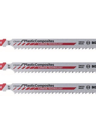 Bosch T 301 CHM Lames de scie sauteuse Clean for Plastic Composites 117/3,3mm Long Life, 3 pcs. (2608667450)