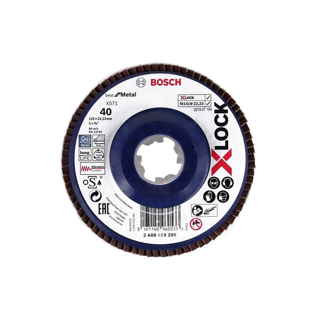 Bosch Fächerschleifscheibe X571 X-LOCK Best for Metal 125x22,23mm K40 ( 2608619209 ) gerade Ausführung - Toolbrothers