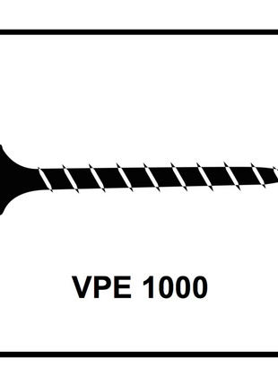 Tornillos para paneles de yeso SPAX GIX-B en cargador, 3,9x25 mm, punta de aguja, 1000 piezas (1891170390256) rosca completa, cabeza de trompeta, Phillips H2