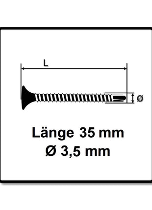 Tornillos para paneles de yeso SPAX GIX-D 3,5x35mm broca fosfatada 1000 piezas (1991170350356) cabeza de trompeta de rosca completa ranura cruzada H2