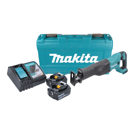 Makita DJR186RGK Scie récipro sans fil 18V + 2x Batteries 6,0 Ah + Chargeur + Coffret